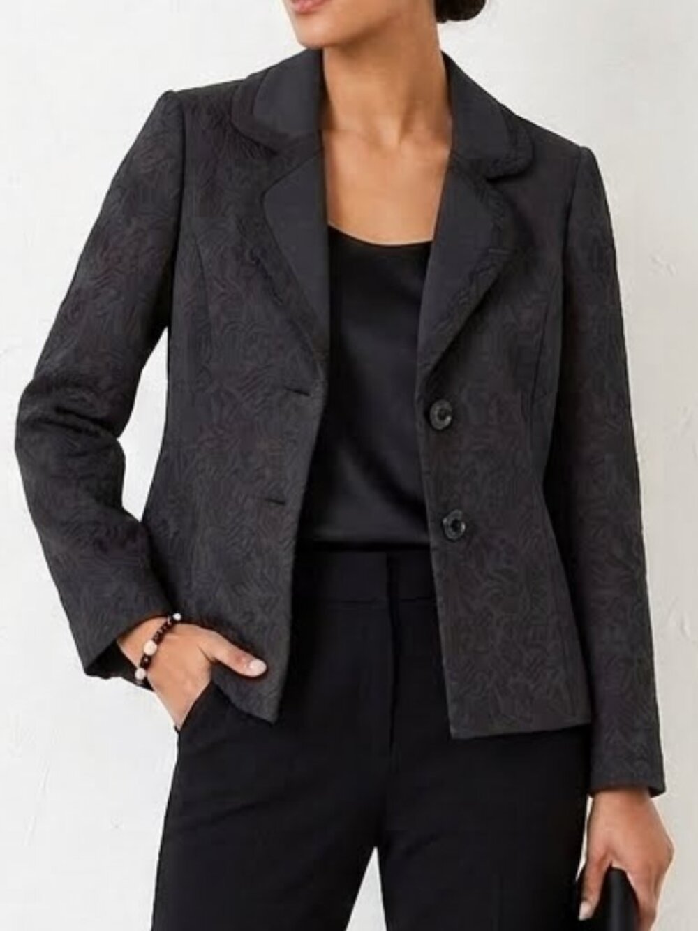 Sigrid Olsen Jacquard Black Blazer Size 10